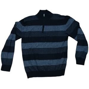 Enya Mantanani men's cashmere striped 1/4zip popover sweater size M